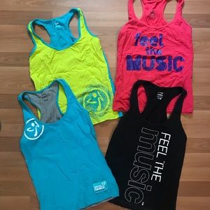 Lot of 4 Zumba fitted tanks